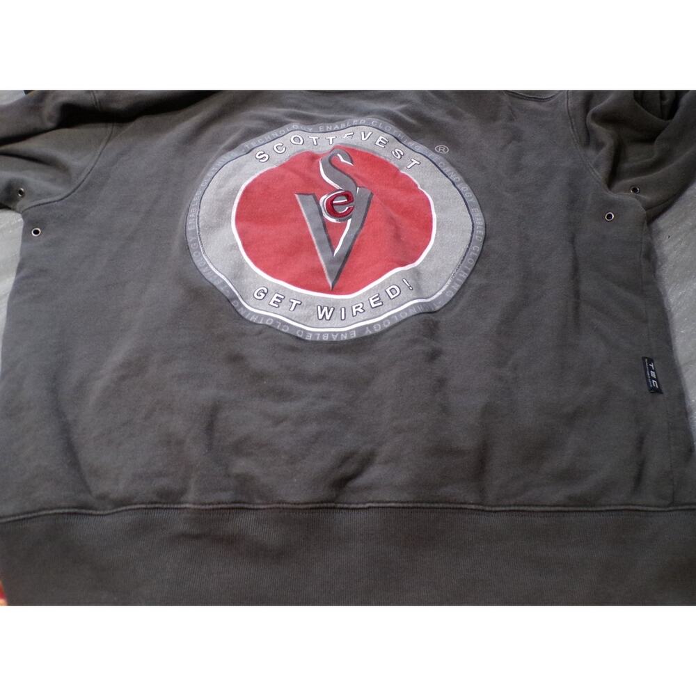 SCOTTeVEST‎ Zip Hoodie Sweatshirt M Dk Gray Burgundy Ultimate tec Get Wired Y2k - Picture 9 of 10